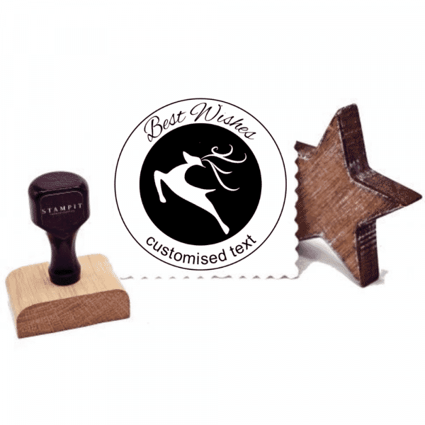 Best Wishes Stag Oak Stamp | 40mm