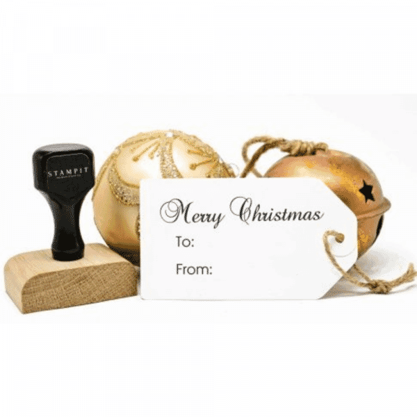 Merry Christmas Oak Stamp | To: From: 50 x 30mm