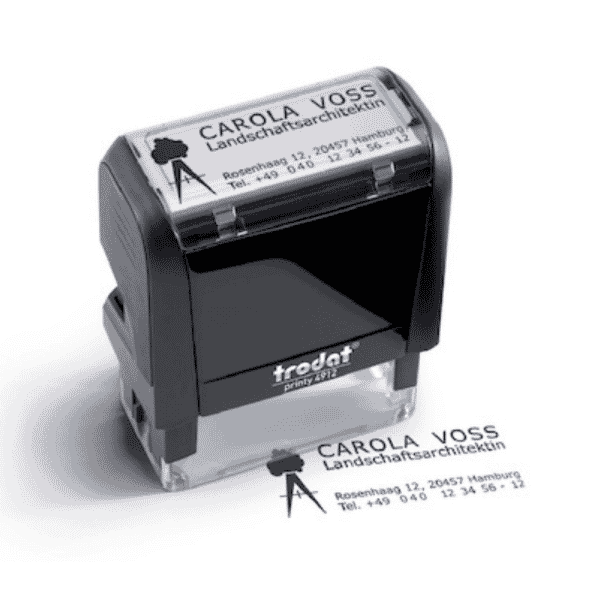 4913 - Trodat Printy  - Self-Inking Stamp – 58mm x 22mm - iamge of the stamp and impression 