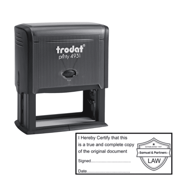 Trodat Printy 4931 I Hereby Certify Stamp With Logo