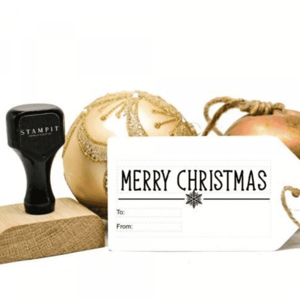 Christmas Gift Tag Oak Stamp | 70x25mm