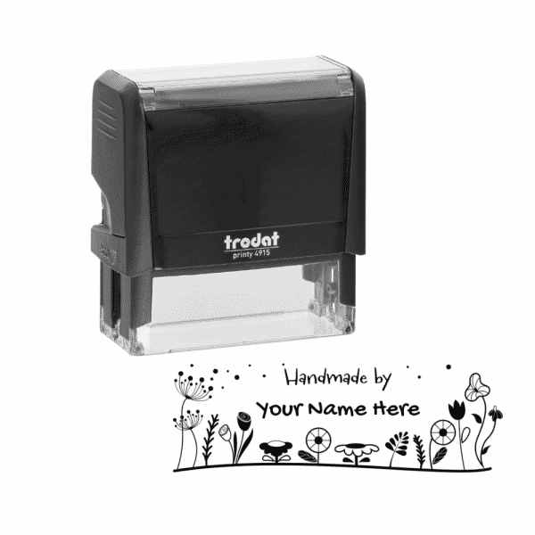 Floral Handmade By Personalised Stamp