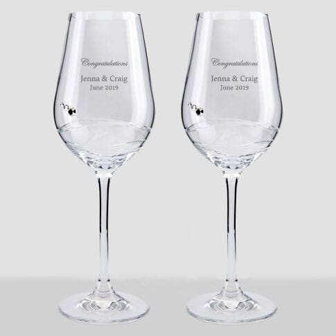 Personalised Swarovski Crystal Dual Wine Glasses - Congratulations