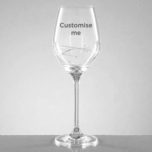 Personalised Swarovski Crystal Single Swirl Wine Glass